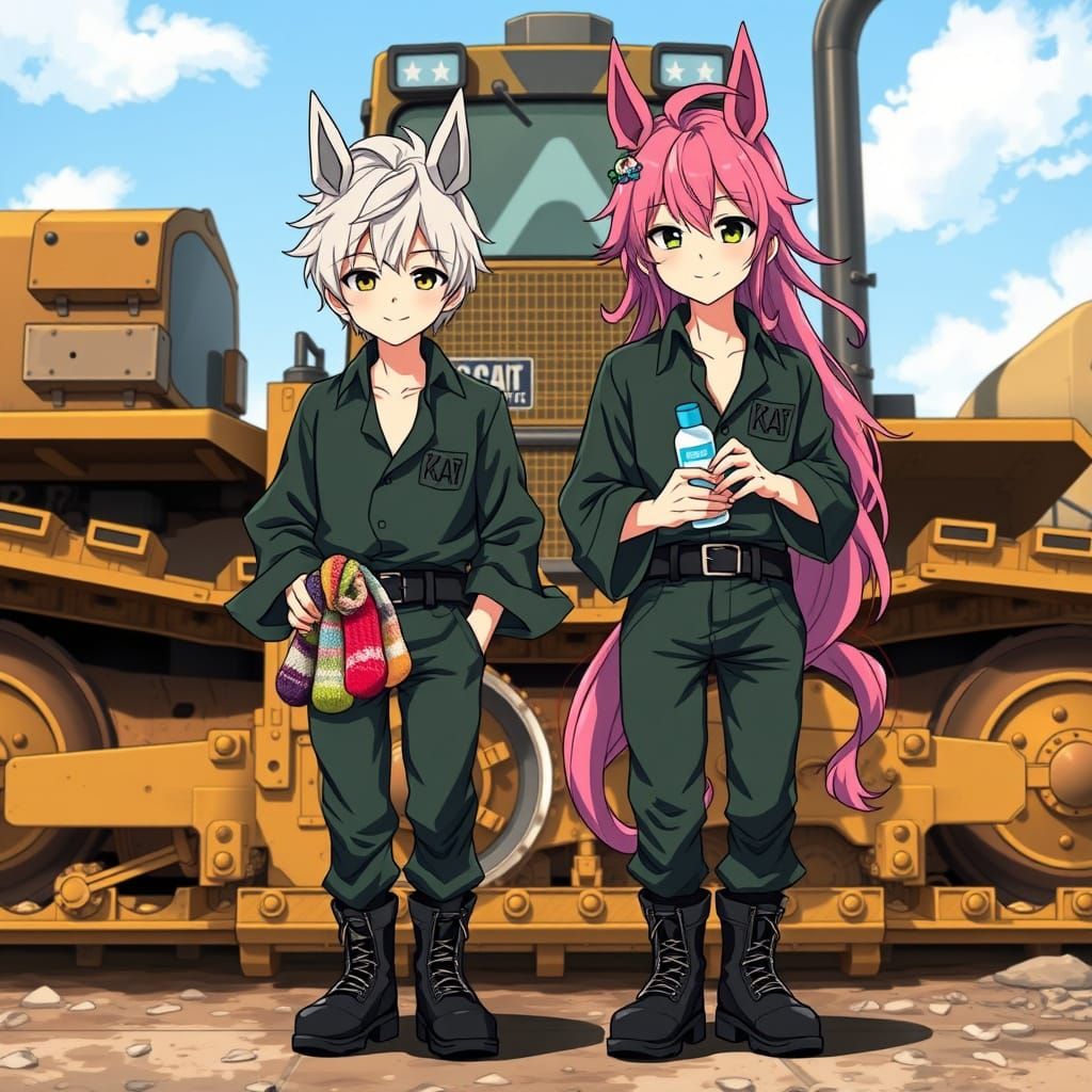 Charming Boys with Horse Ears in Anime-Inspired Attire