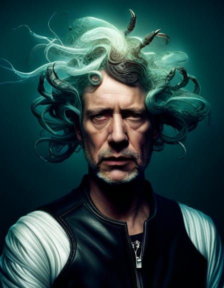 Cyborg Crabman in Digital Rain