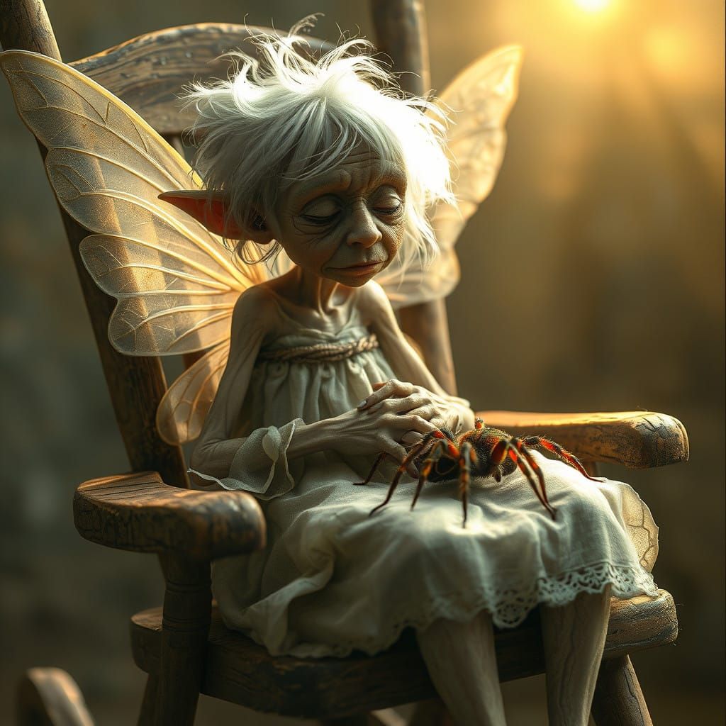 Fairy in Golden Glow: Serene Scene of Slumber