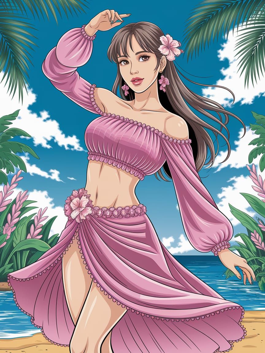 Korean Woman Dances Samba in Manga Style