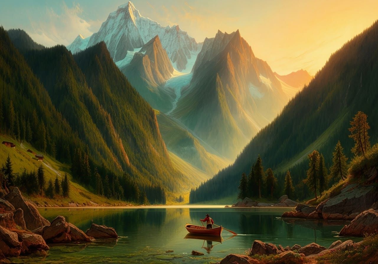 Romantic Alpine Panorama in Earthy Tones