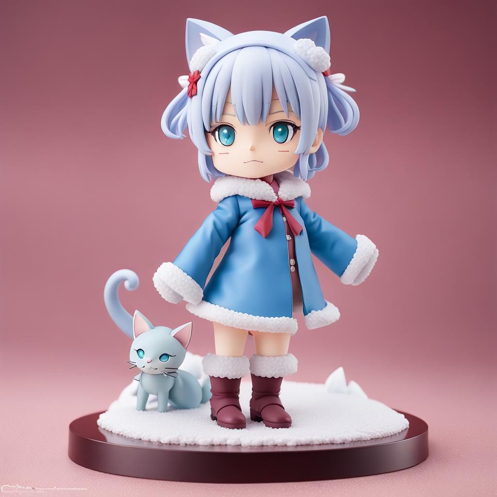 Emilia Figure with Cat Ears in 3D Rendering