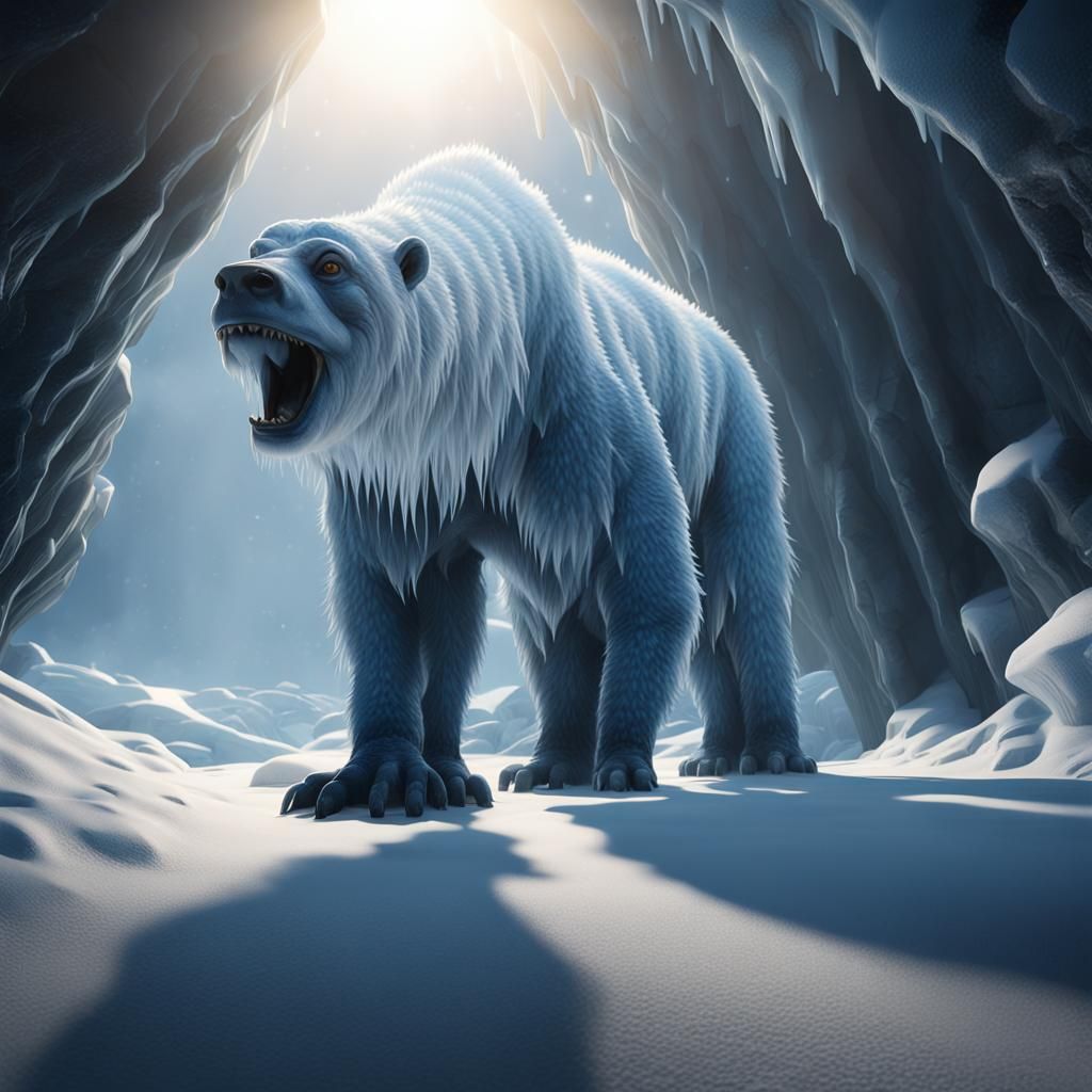 Arctic Creature Emerges: Tenebrism Style, Photoreal