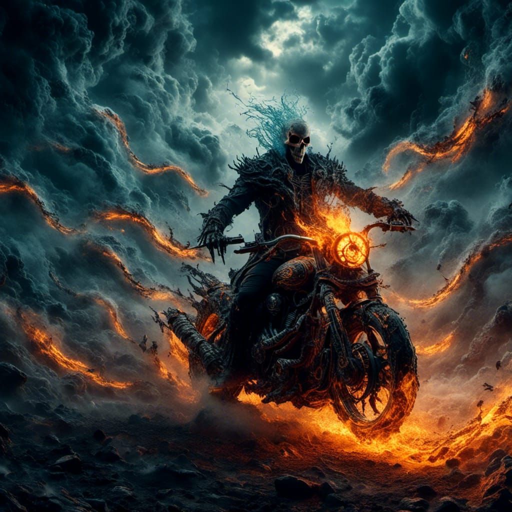 Grimdark Ghost Rider in Swirling Mists