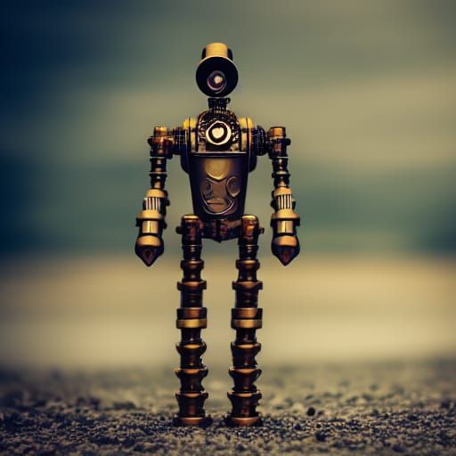 Steampunk Robotic Man in Professional Photography Style