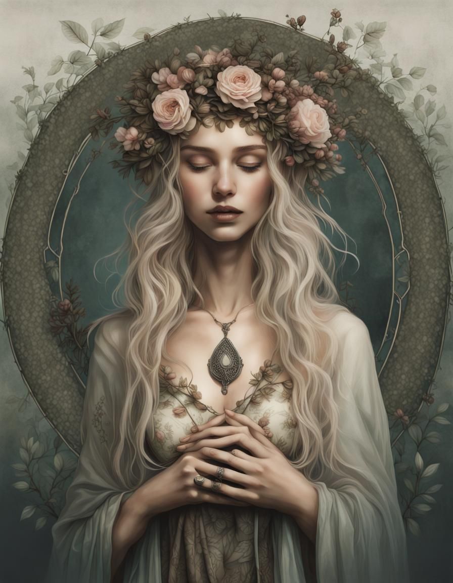 Ethereal Portrait of Celtic Goddess Brigid