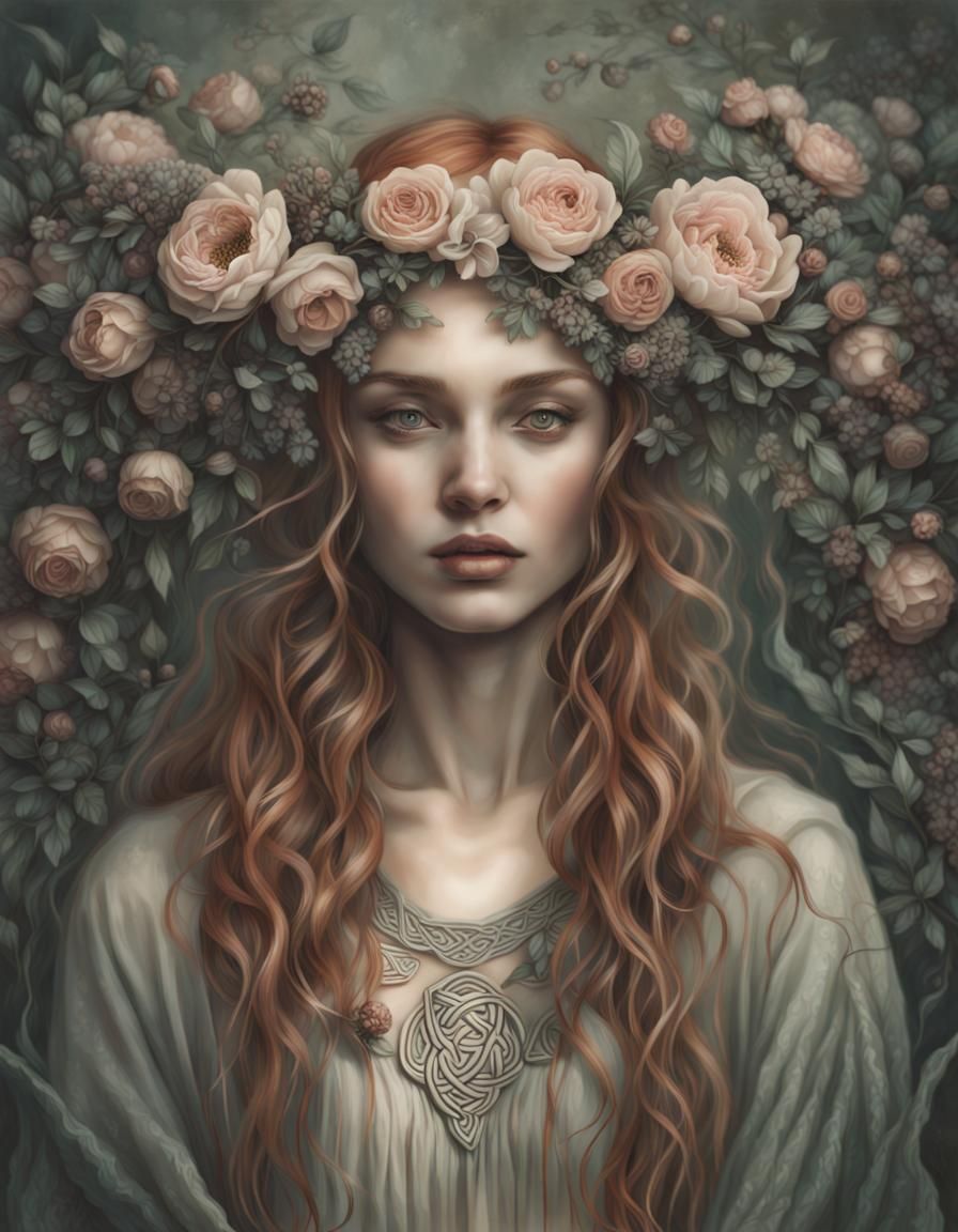Ethereal Portrait of Celtic Goddess Brigid