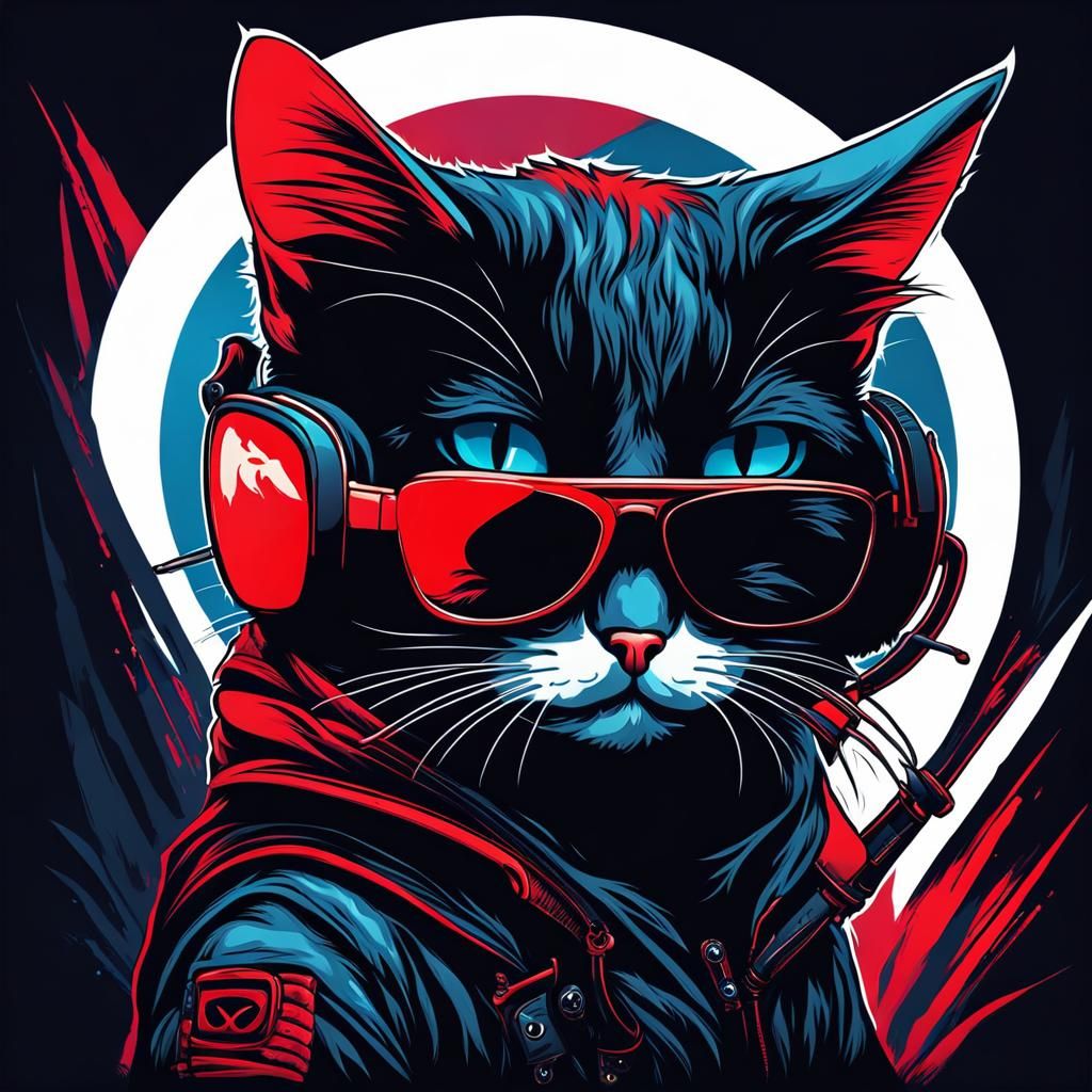 Kitten Grim Reaper in Shades: Abstract Art
