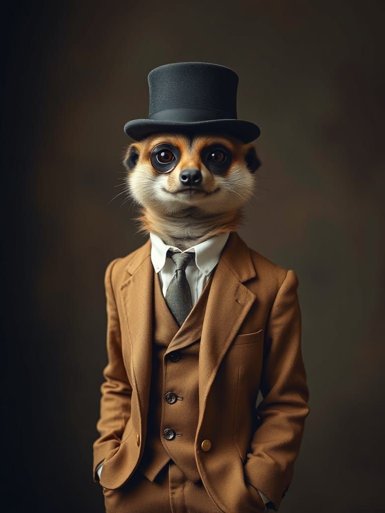 Victorian Meerkat Gentleman in Classic Portrait Style