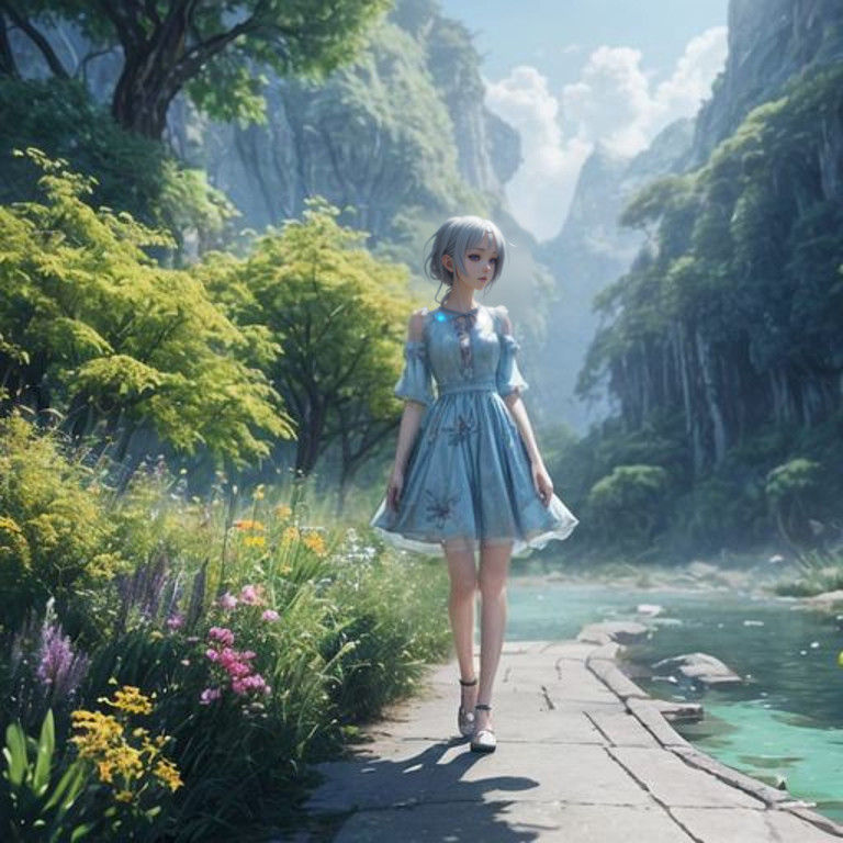 Whimsical Summer Dress in Vibrant Anime Style