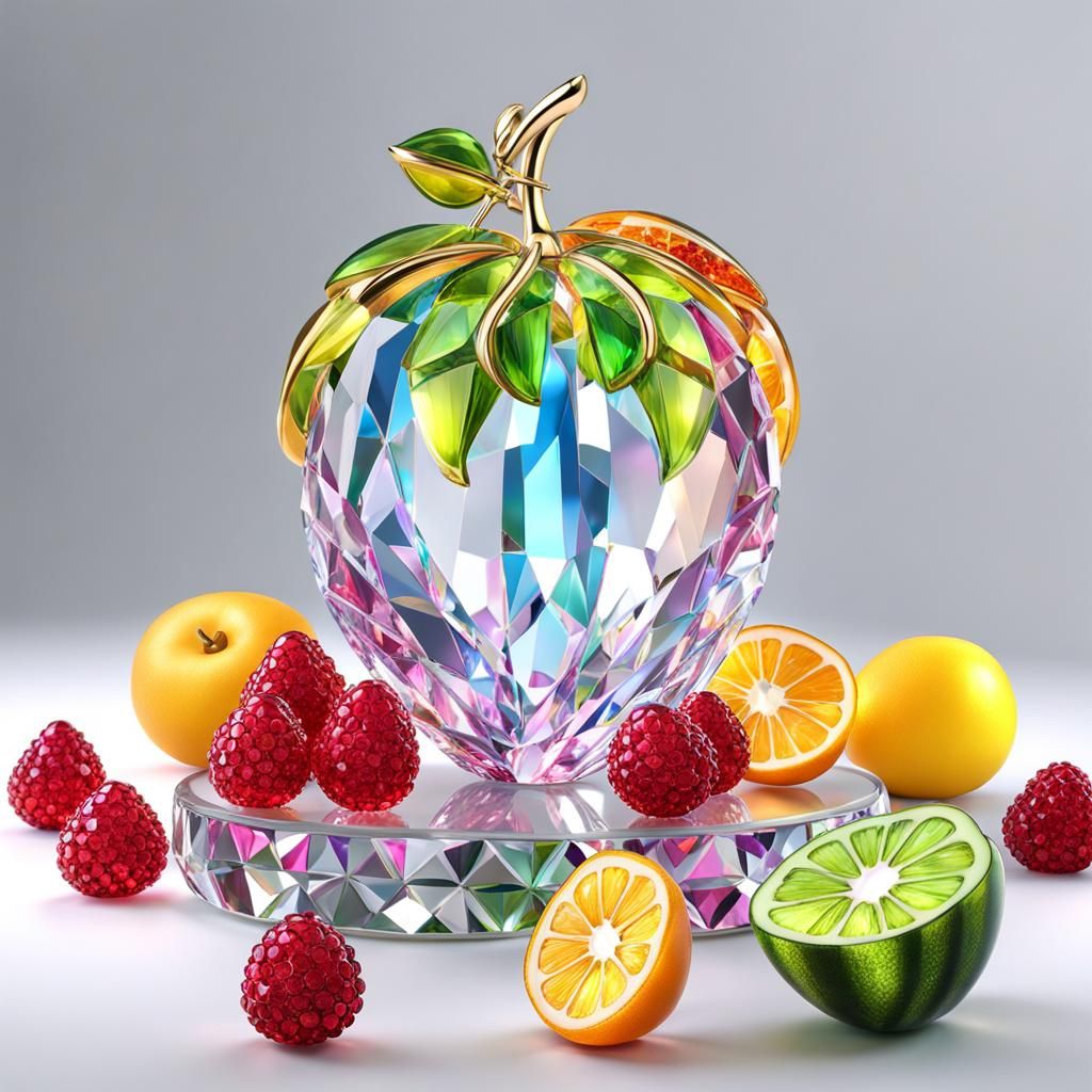 Crystal Fruit Figurines in Art Nouveau Style