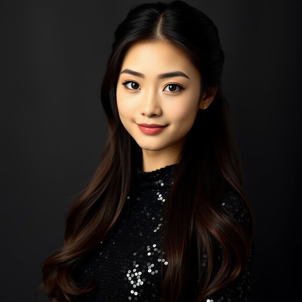Elegant Asian Woman in Photorealistic Portrait