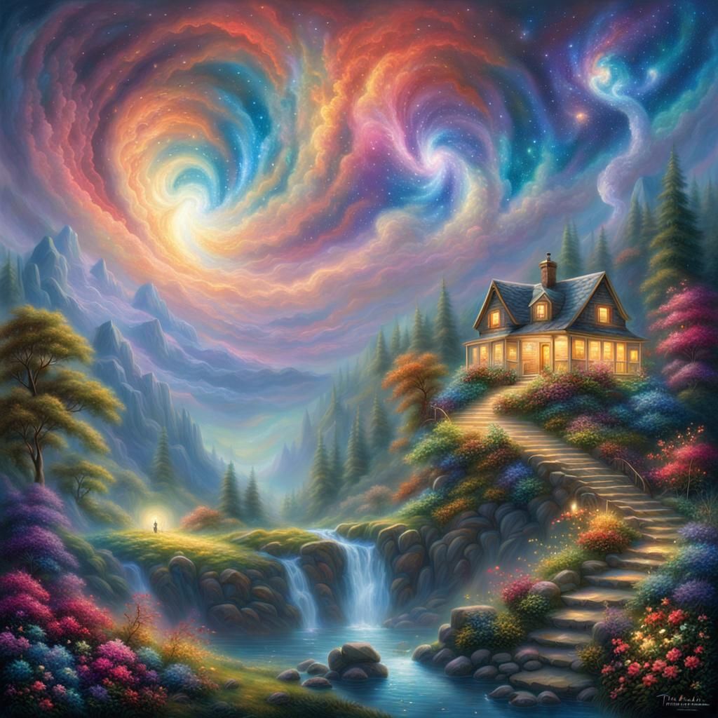 Vividly Colorful Galaxy with Swirling Nebulae