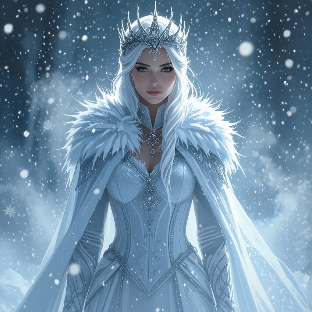 Icy Goddess in Digital Painting Style