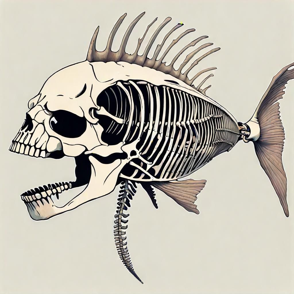 Human in Rib Cage of Giant Fish Skeleton