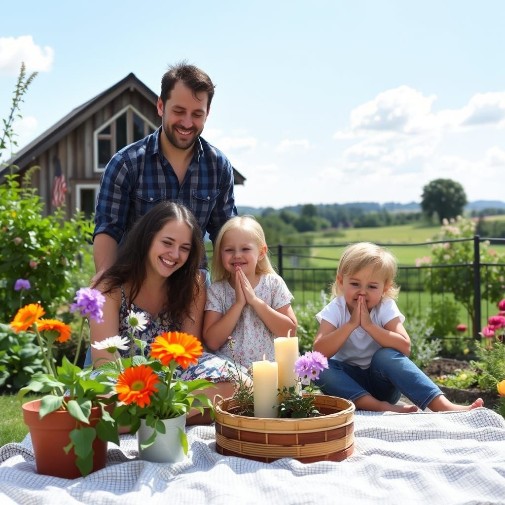 Peaceful Countryside Family Moment