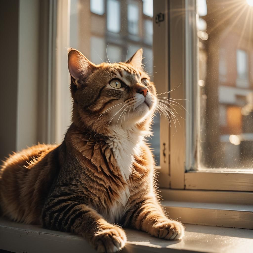 Cat in Sunlight: A Cinematic Film Still