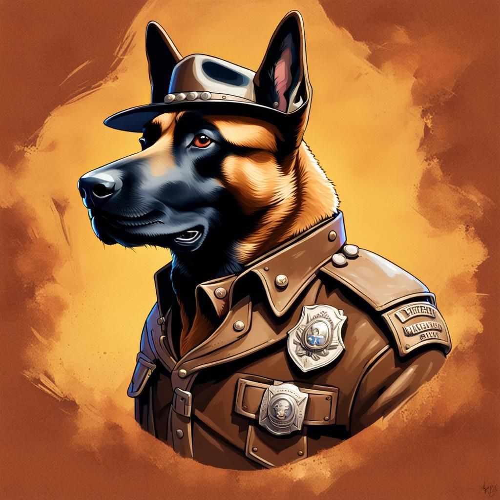 Sheriff Belgian Malinois Dog in Western Town
