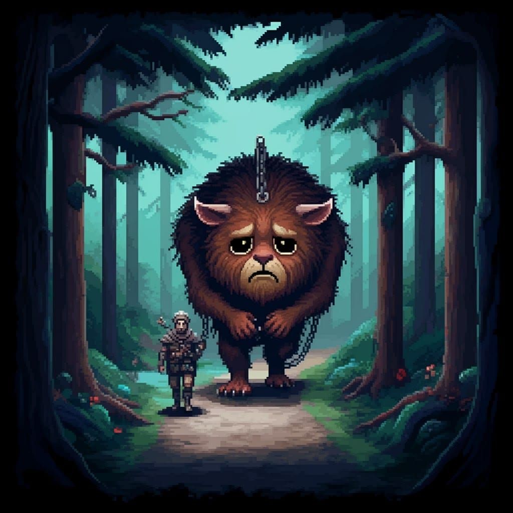 Pixel Art: Sad Beast Captured by Slayer