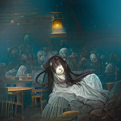 Night Cafe AI Stares Intensely in Horror Style