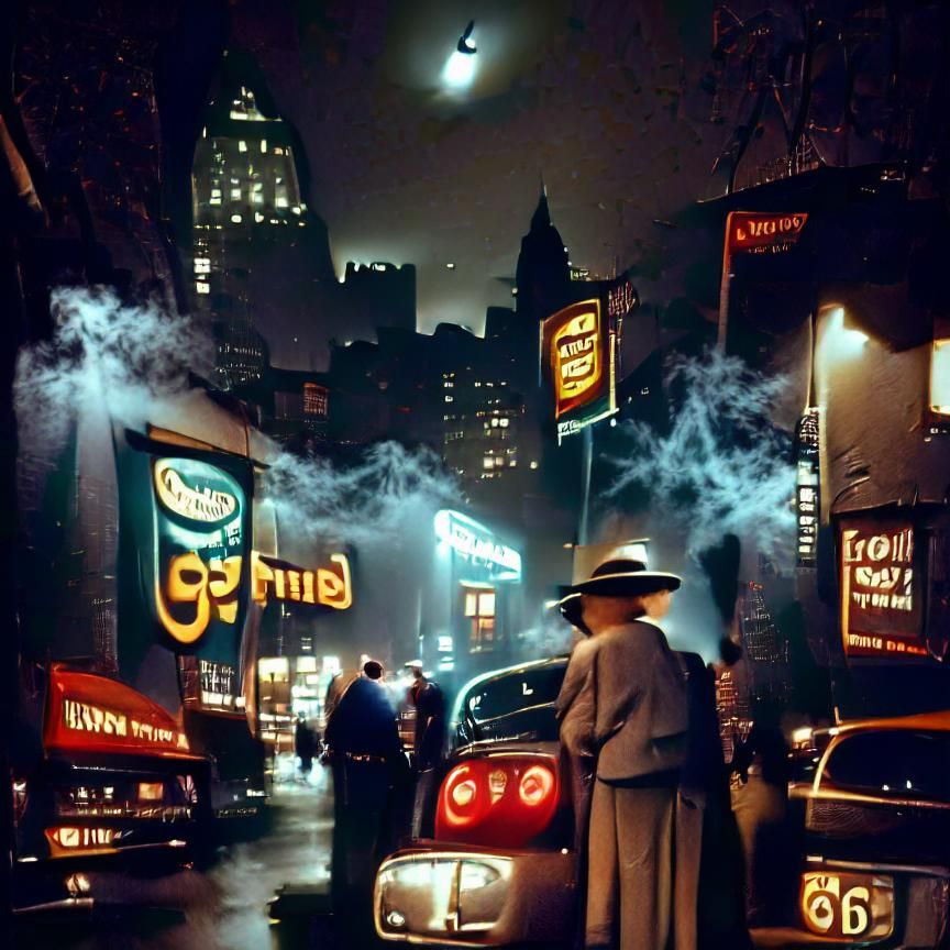 1950s New York City Night: A Noir Scene