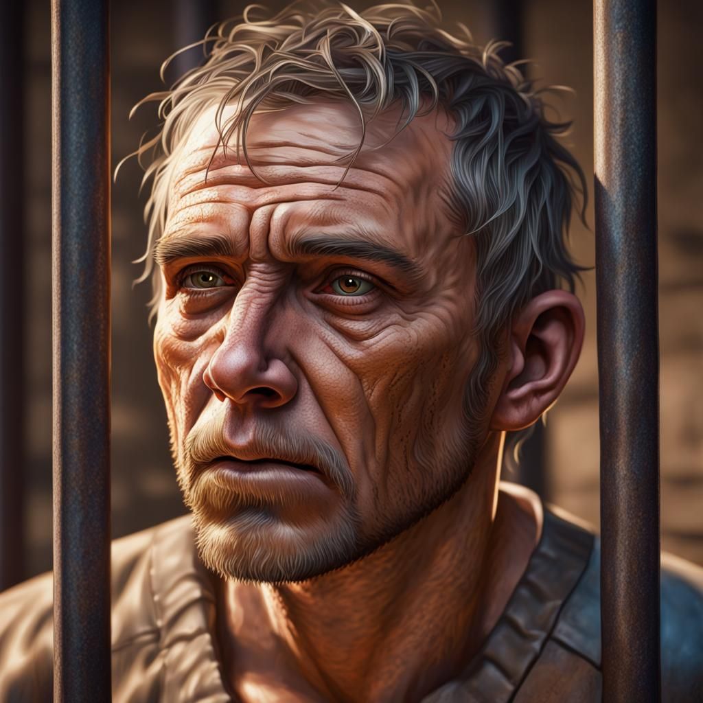 Farmer in Jail: Hyperrealistic Splash Art