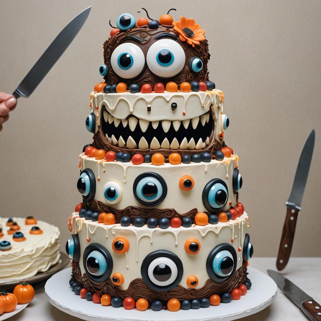 Scared Wedding Cake with Googly Eyes