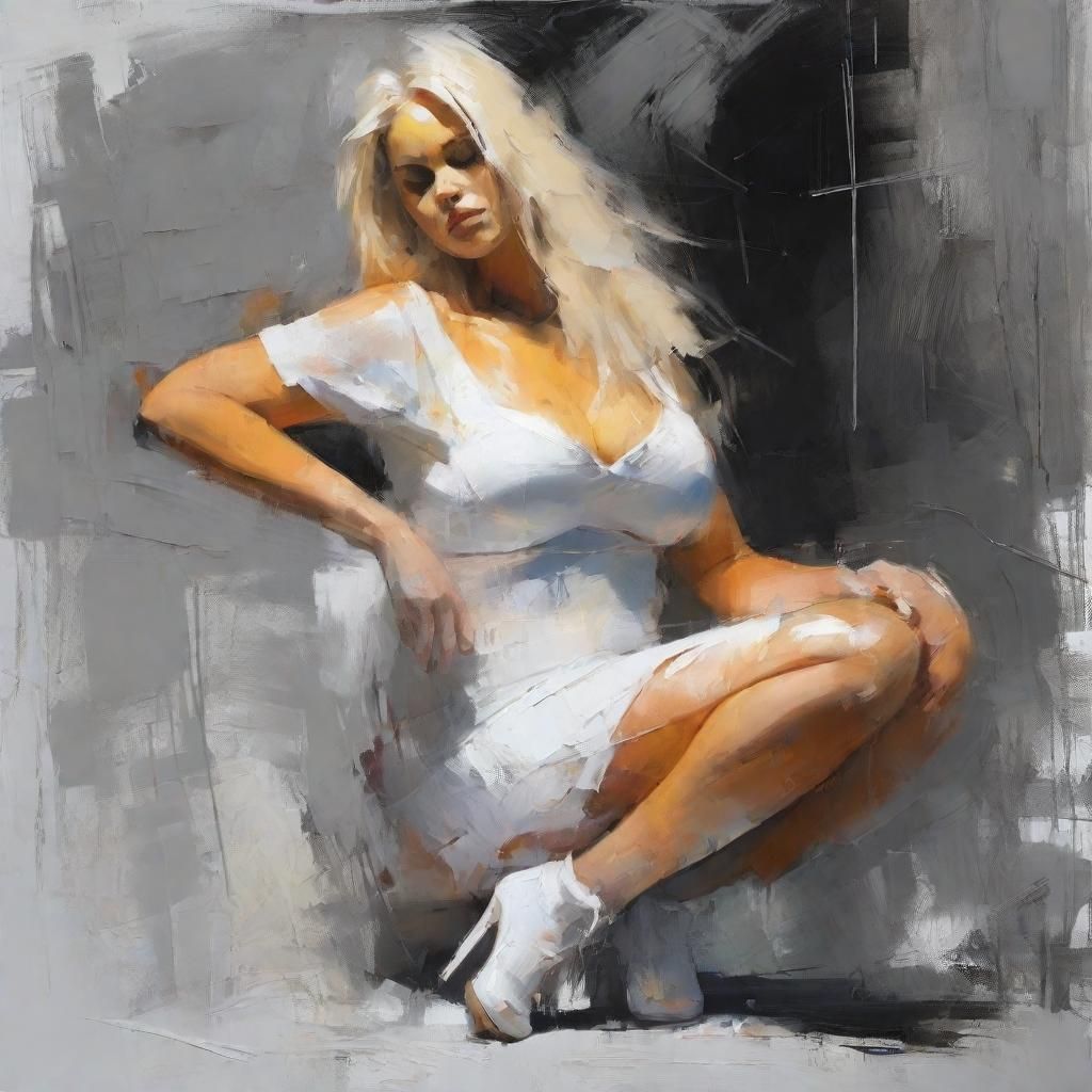 Dreamy Curvy Woman in Grunge Cartoon Style