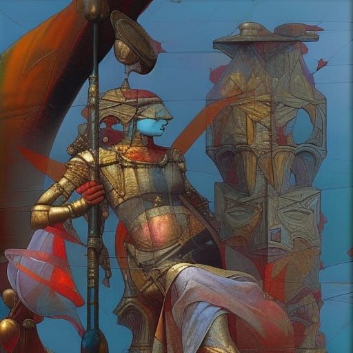 Luminescent Totem Abstract in Detailed Matte Style