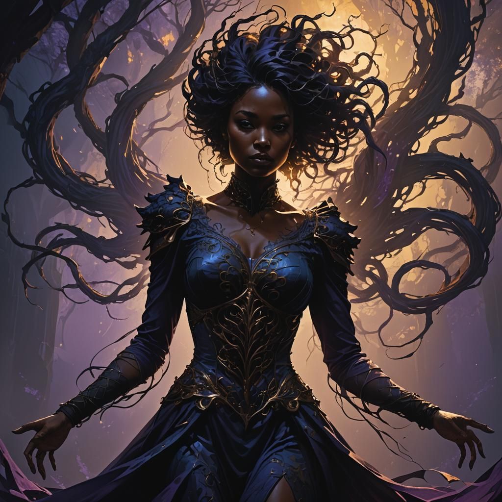 Woman's Silhouette Morphs into Shadowy Monster: Dark Fantasy...