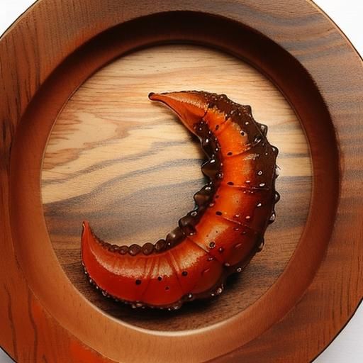 Realistic Pyrography Sea Cucumber on Cypress Wood