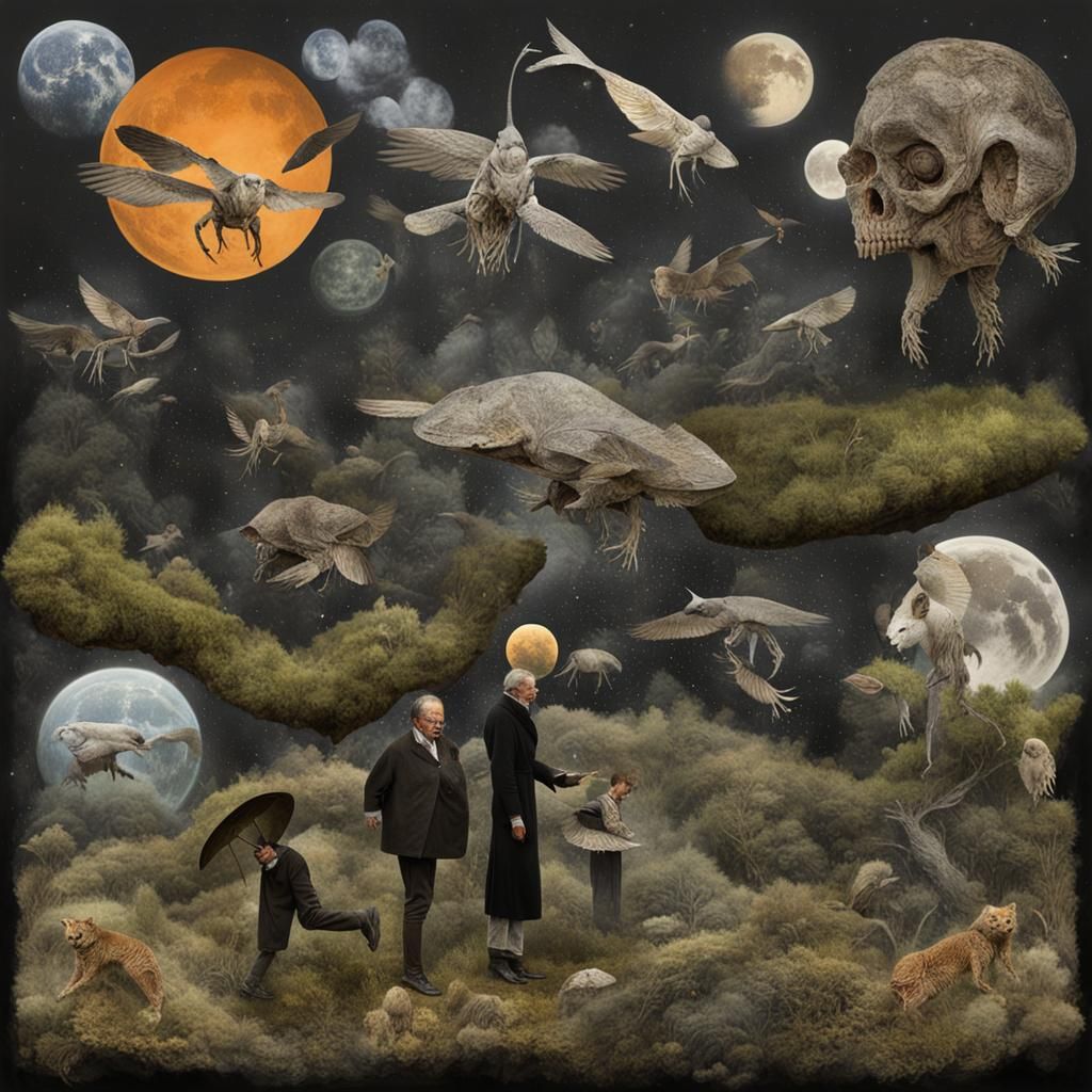 Galactic Genesis: Mythical Creatures in Starry Night