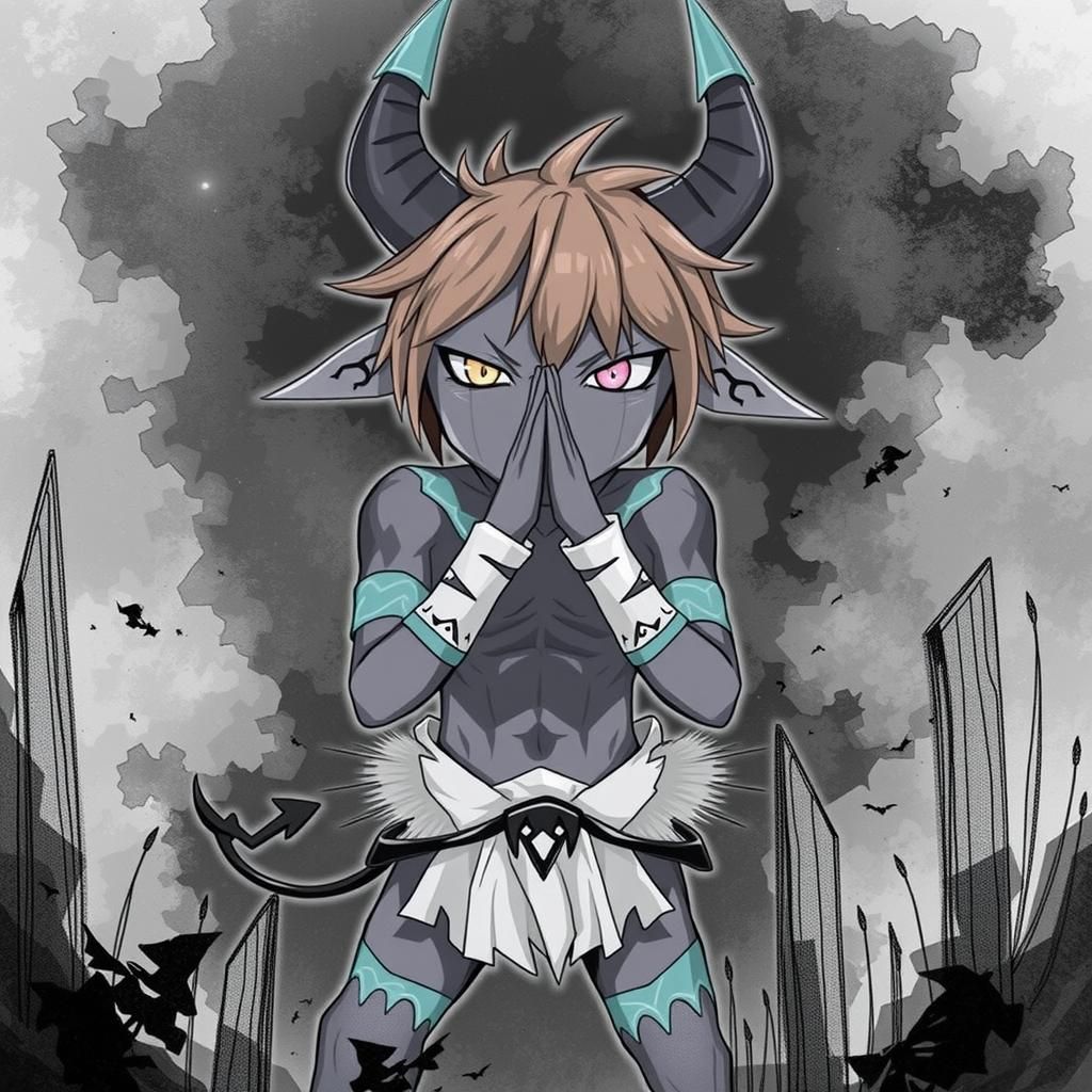 Striking Androgynous Demon in Dark Fantasy Style