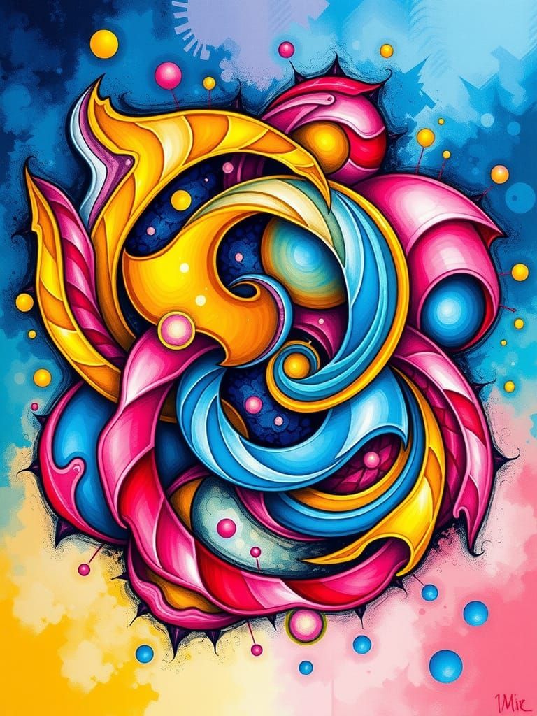 Harmonious Abstract Art in Neo-Impressionist Style