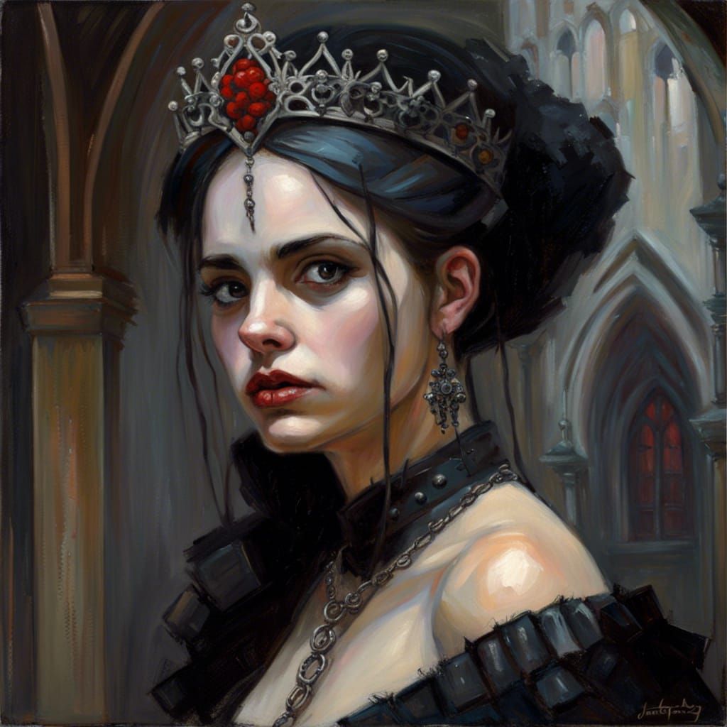 Gothic Princess Portrait in Oil Painting Style