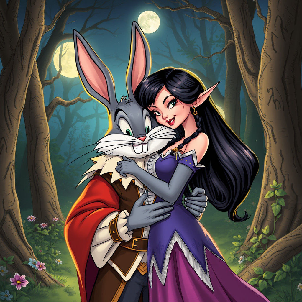 Bugs Bunny in Shakespearean Elf Embrace