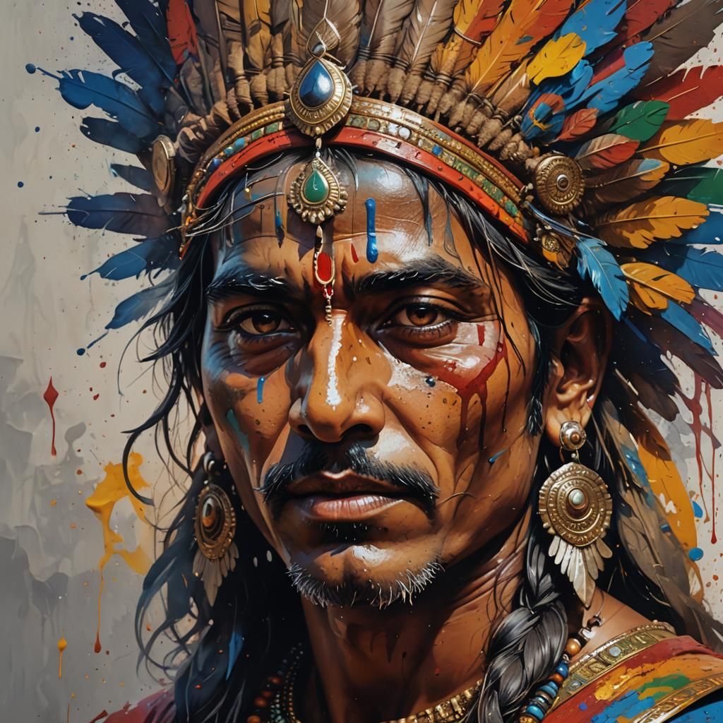 Hyperrealistic Portrait of an Indian in Splash Art Style