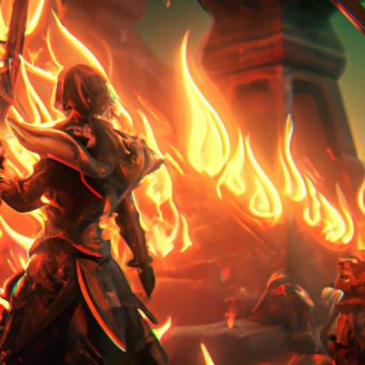 Fantastical Fire Emblem Matte Painting in Deep Color