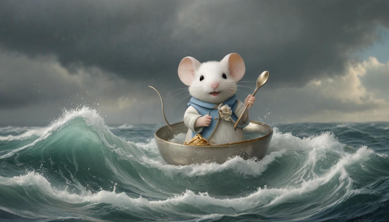 Mouse With Its Spoon Braving the Rough Seas