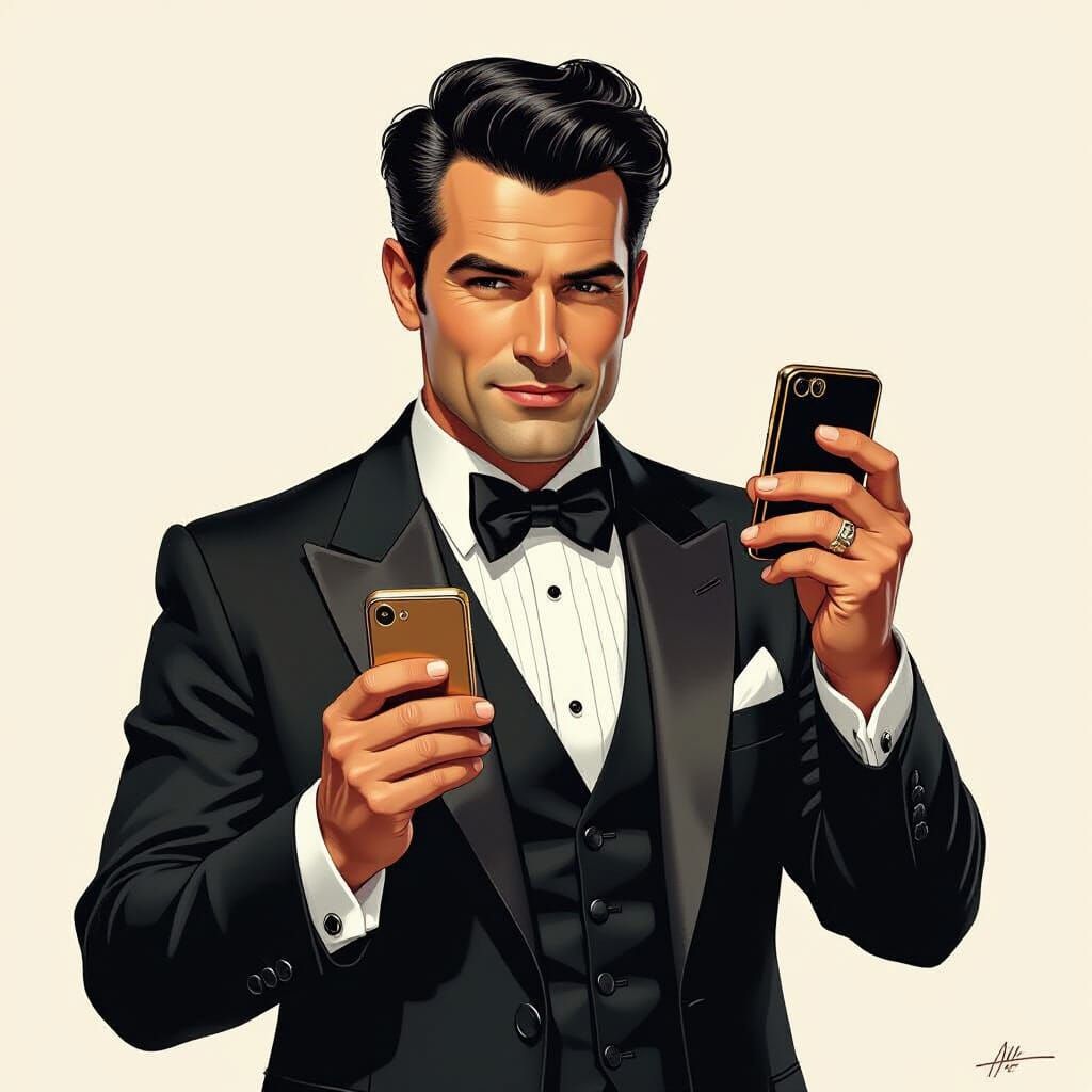 German Rockabilly Lawyer Surrounded by Luxury, Digital Art