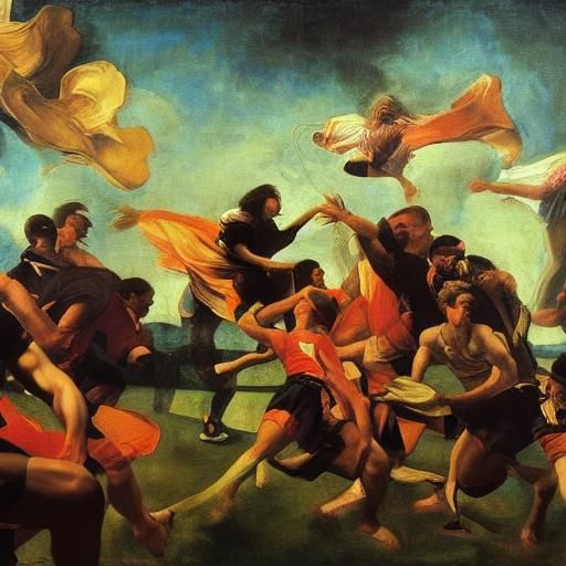 Baroque Athletes Breaking Barriers in Golden Light