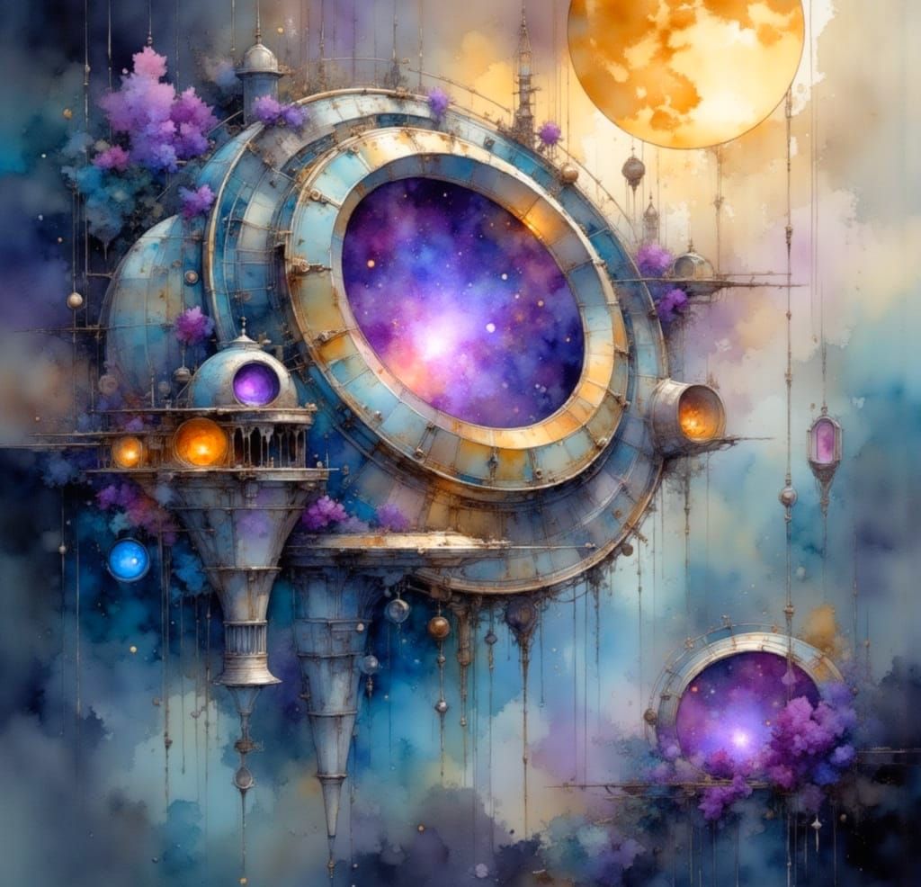 Magical Space Station Amidst Misty Vapours