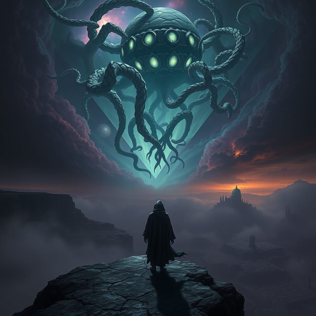 Otherworldly Entity Ascends Over Barren Ruins