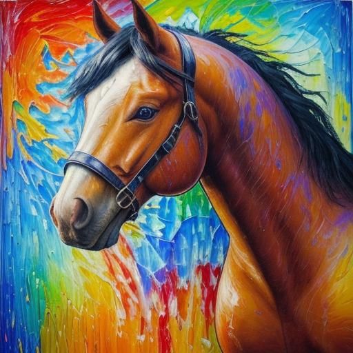 Neo-Impressionistic Horse Reluctant to Travel