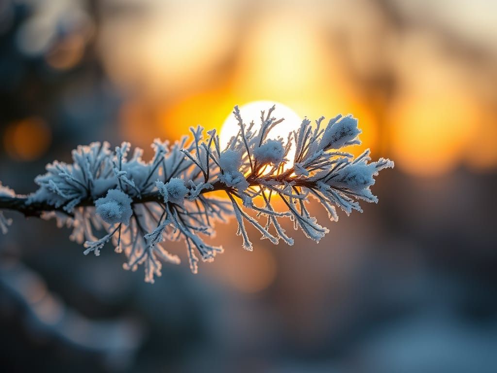 Winter Pine Branch in Soft Focus Landscape