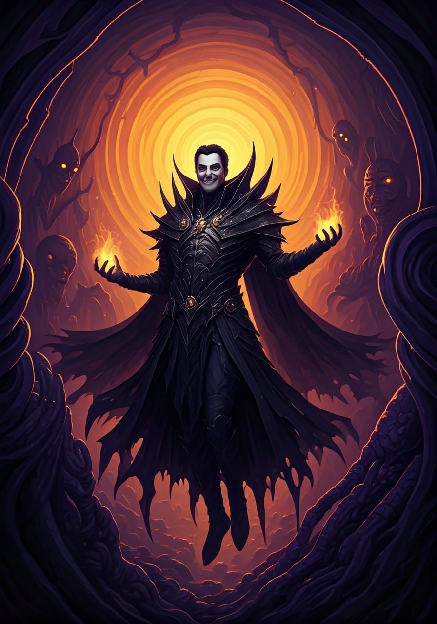 Sinister Supervillain in Dreamscape, Dark Fantasy Style