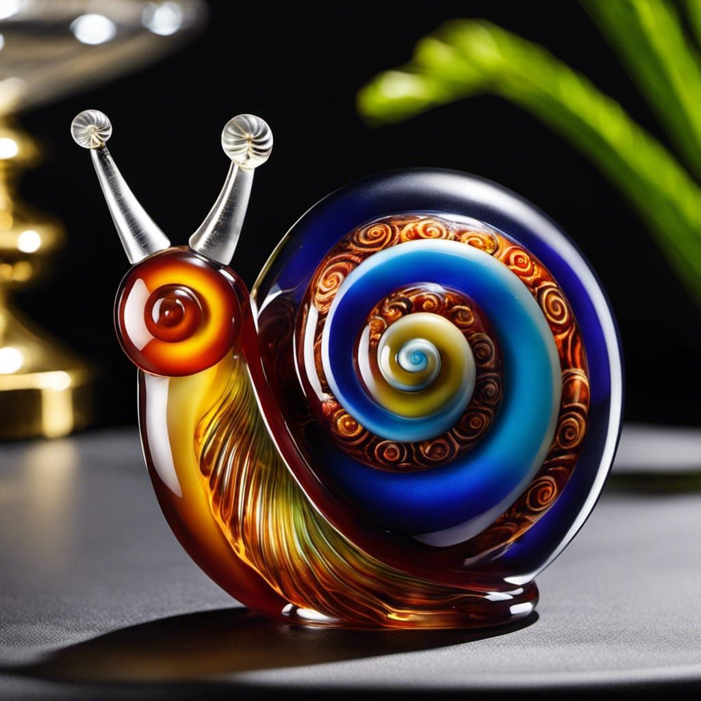 Murano glass snail figurine, highly polished,