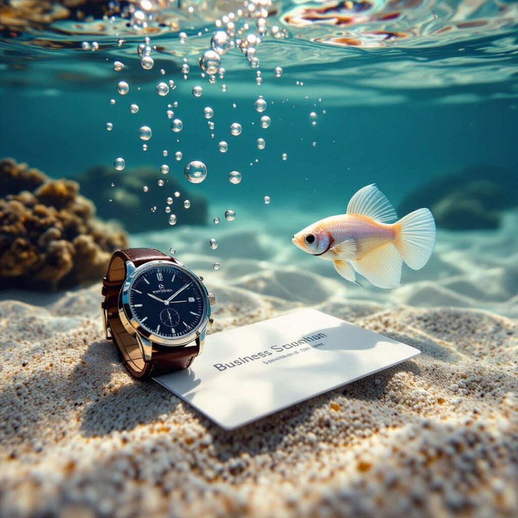 Underwater Business Card & Watch with Betta Fish