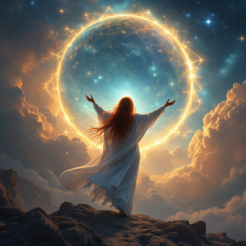 Mary Magdalene's Cosmic Ascension: A Detailed Fantasy Scene