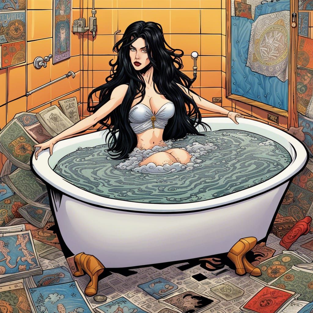 Woman in Bathtub: Heavy Metal Comic Art